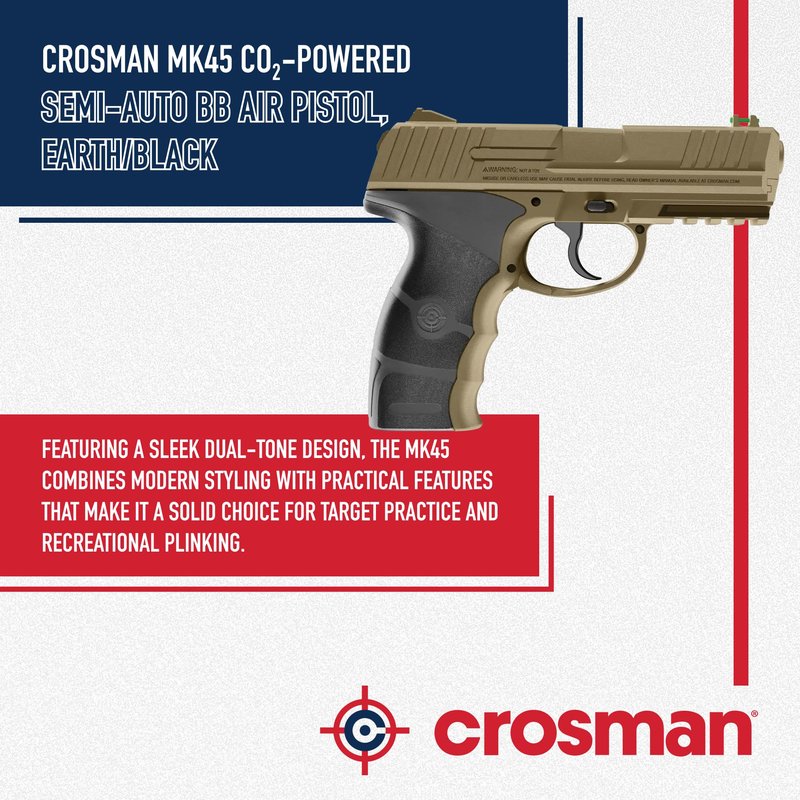 Crosman MK45 CO2 Powered Semi Auto Dual-Tone BB Air Pistol