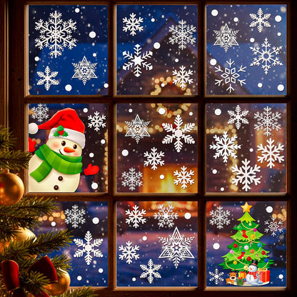 449PCS+ Christmas White Snowflakes Window Clings Decal Stickers Ornaments for Winter New Year Xmas Party Supplies Frozen Wonderland Decorations (10 Sheets)