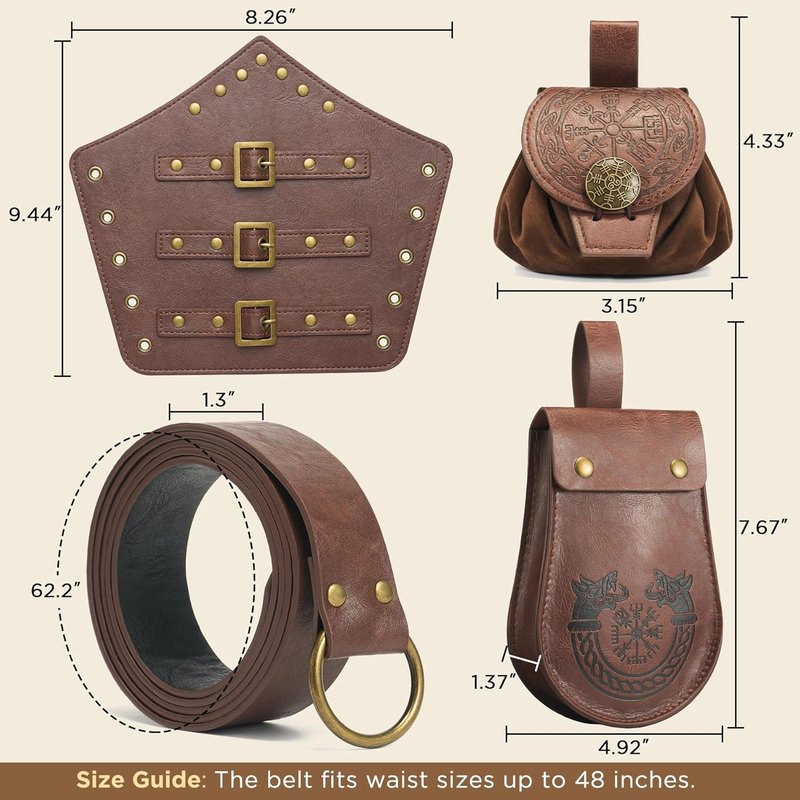 Renaissance Viking Belt Pouch - Leather Coin Purse & Medieval Phone Waist Bag for Cosplay | Halloween LARP