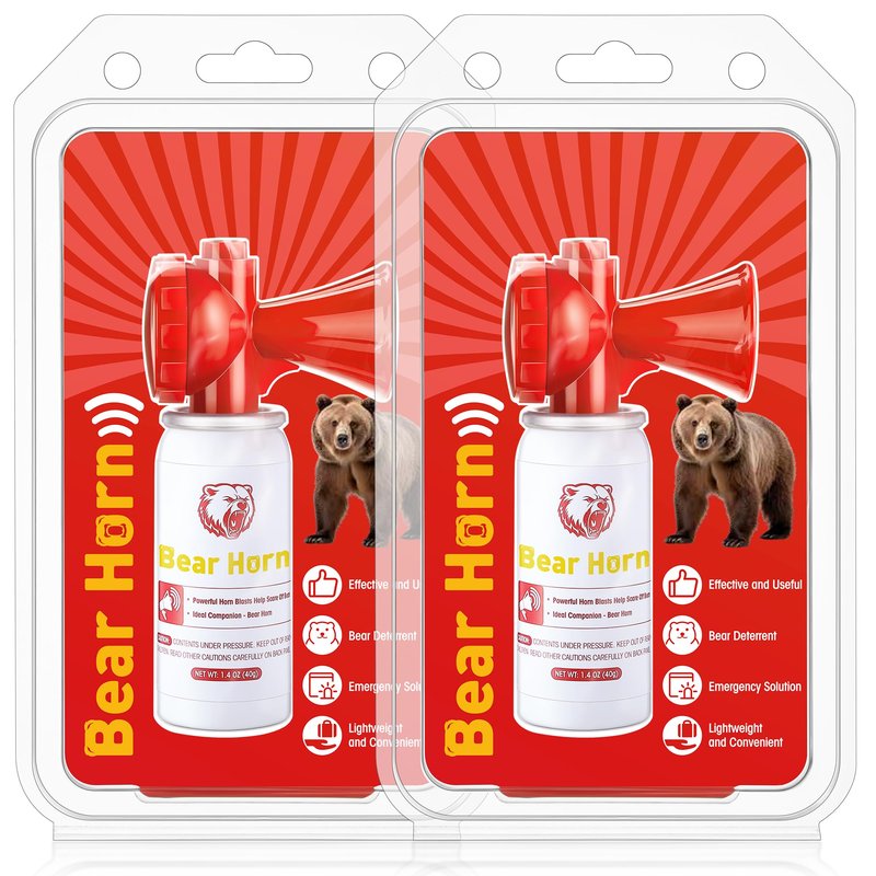 Dunkive 2 Pack Bear Horns - Very Loud 120dB Air Horns for Safety, Heard Up to 1/2 Mile Away, Scares Wild Animals