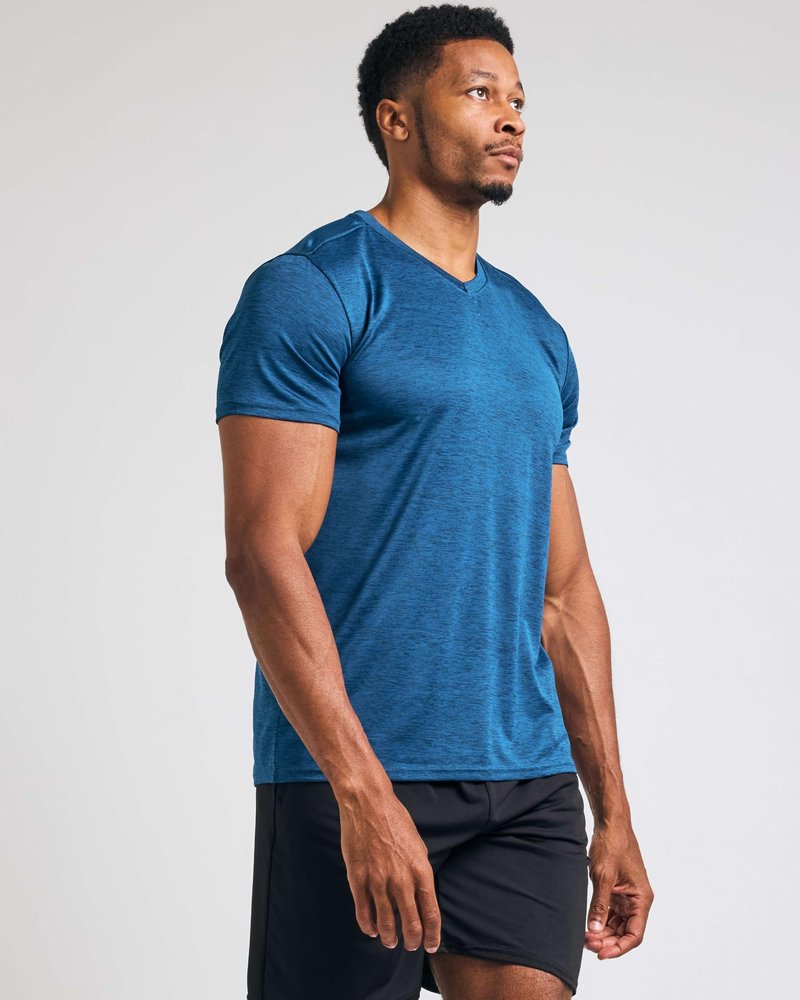 Real Essentials 5 Pack: Men’s V-Neck Dry-Fit Moisture Wicking Active Athletic Tech Performance T-Shirt Set 2, XL, Pack of 5