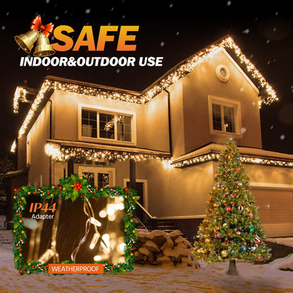 USOKYO Icicle Christmas Lights Outdoor, 480 LED 39FT Icicle String Lights with 96 Drops 8 Modes and Timer, Twinkle Icicle Fairy Lights for House Patio Bedroom Wedding (Warm White)