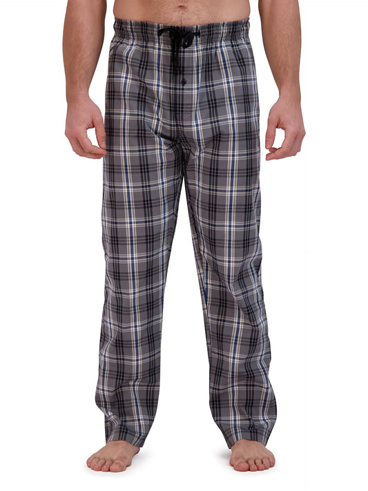 Hanes Men's Woven Pajama Pant, Black Plaid, Large