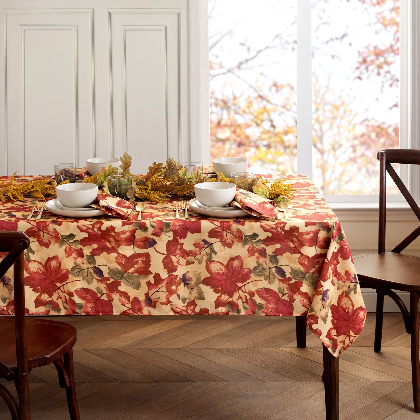 Elrene Home Fashions Harvest Festival Fall Printed Tablecloth, Polyester, Multicolor, 60" x 84" (Tablecloth)