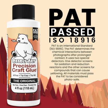 Bearly Art Precision Craft Glue - The Original - 4fl oz - Tip Kit Included - Dries Clear - Metal Tip - Wrinkle Resistant - Flexible and Crack Resistant - Strong Hold Adhesive - Made in USA