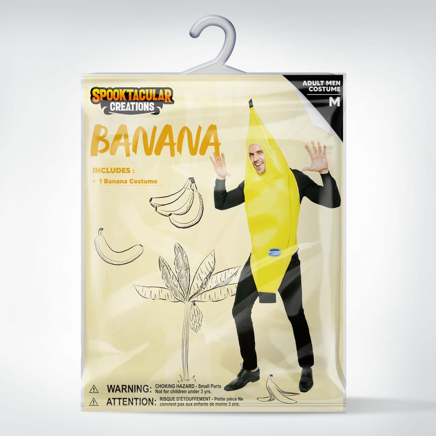 Spooktacular Creations Appealing Banana Costume Adult, Halloween Banana Outfit Suit for Men Halloween Dress Up Parties and Roleplay Cosplay (X-Large)