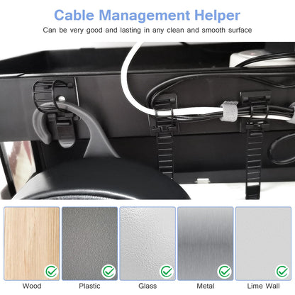 100PCS Adhesive Cable Ties Cable Clips, Self-adhesive Nylon Cable Straps, Adhesive Cable Management Clips for Wire Management (Black-Adhesive Cable Ties)