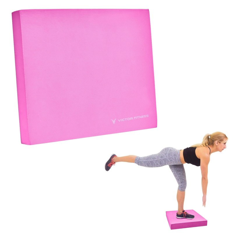 Victor Fitness Pink Non-Slip Balance Foam Pad for Stability Training, Yoga, Physical Therapy, Knee, and Lower Back Support - Gym or Office Use