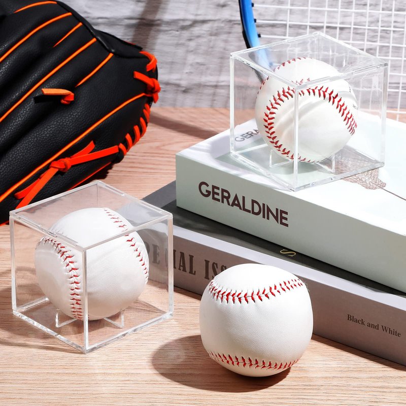 Chumia Baseball Display Cases for Balls, Acrylic Baseball Holder Clear UV Protected Cube Autograph Storage Box for Official Size Standing