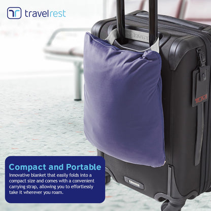 Travelrest 4-in-1 Travel Blanket - Pillow Blanket for Airplanes, Compact, Built in Carry Case, Ultra Plush and Soft for Long Travels, Wearable, Zippered Pocket