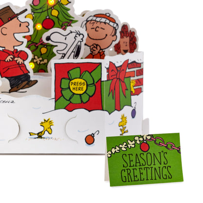 Hallmark Paper Wonder Peanuts Displayable Pop Up Christmas Card with Light and Sound (Charlie Brown Christmas Tree, Plays Christmastime is Here)