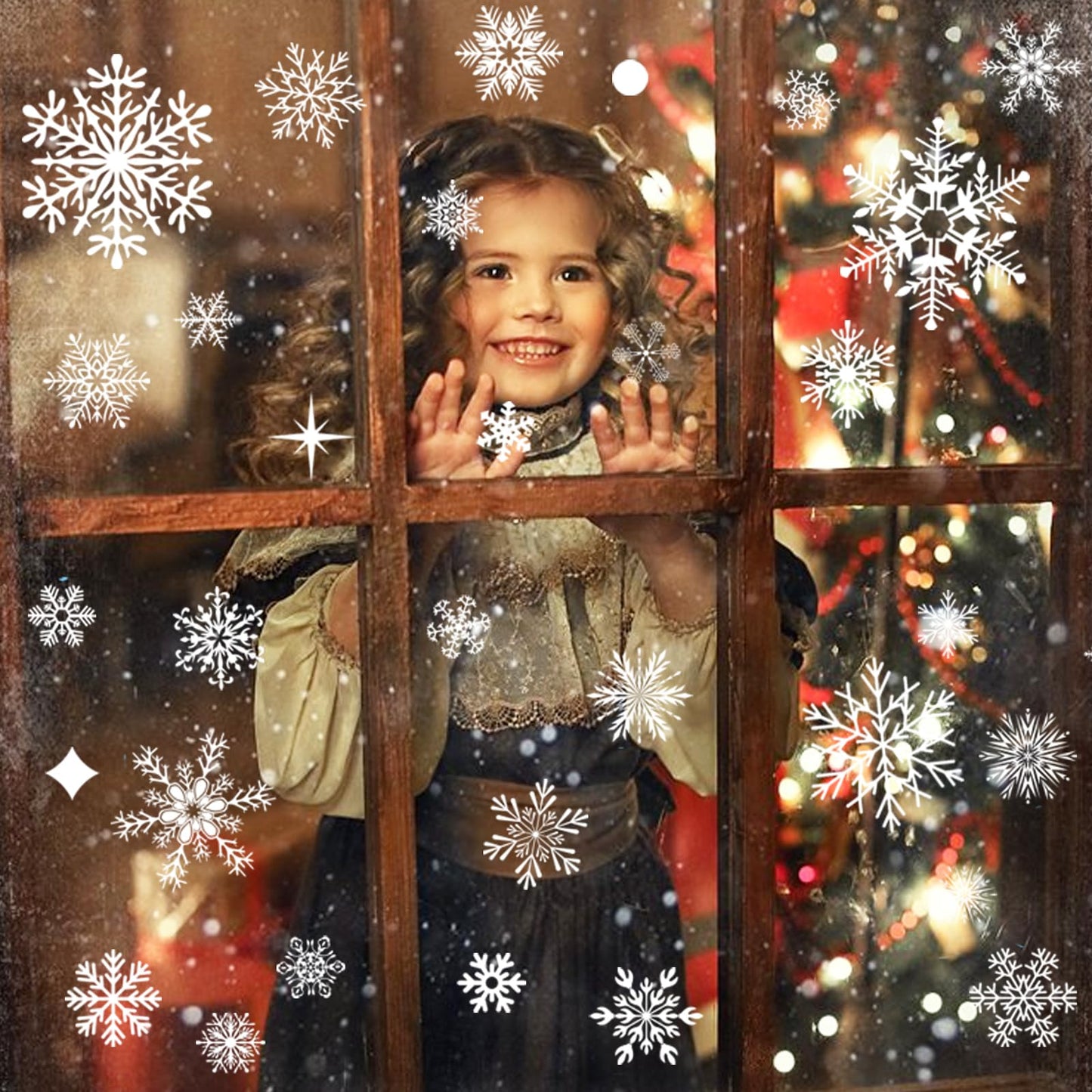 NEWMIAO 438Pcs Snowflake Window Cling Stickers for Christmas Decorations, 10 Sheets Christmas Window Clings of Different Shapes Xmas Decals for Glass Home Decor Indoor and Outdoor Party Supplies