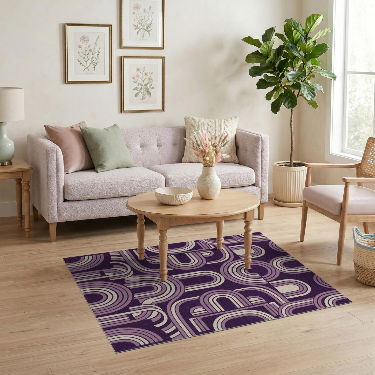ODIKA 4'x6' Stylized Archway Forms Minimalist Contemporary Display Washable Area Rug for Playroom, Bedroom, Reading Nook, Pet Friendly & Kids Safe Play