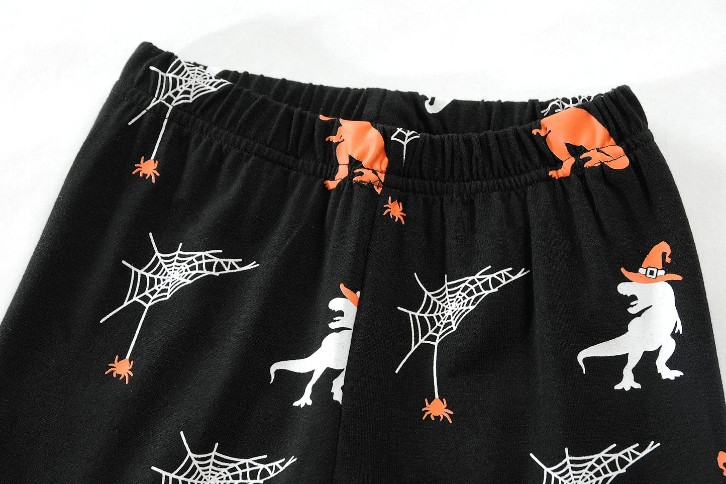 Boys Pajamas Halloween Shirt & Pants Pjs Glow in the Dark Dinosaur with Cobweb Kids Jammies 6t 7t