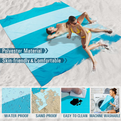Famstar Beach Blanket Sandproof Waterproof 78''×110'' 1-7Adults Oversized,Compact Lightweight Durable Beach Mat for Travel Camping Hiking Picnic Blanket