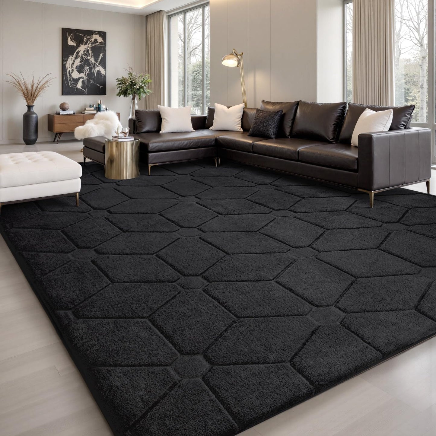 Sour Lemon 10x14 Area Rugs for Living Room, Soft Large Area Rug Fluffy Grey Rugs for Bedroom, Machine Washable Area Rug Non Slip Carpet Rug for Living Room Playroom Kids Room Home Decor