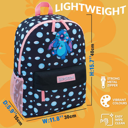 Disney Stitch Backpack for Girls Teens Rucksack School Bag for Primary Secondary Sports Travel PE Kit Daypack School Supplies Stitch Gifts for Girls (Black)