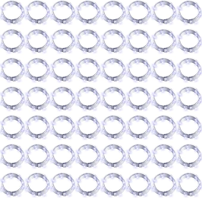 Hortsun 100 Packs Fairy Lights Battery Operated 3 Speed Modes, 7 Ft/ 2 M 20 LED Battery String Mini Waterproof Wire Twinkle Lights Bulk for Wedding Party Birthday Vases (Cool White)