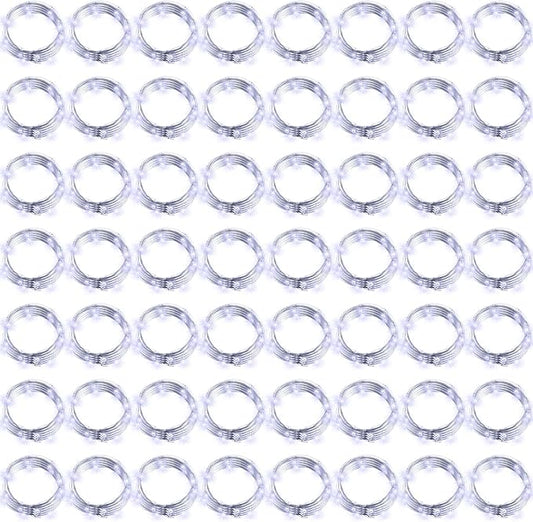 Hortsun 100 Packs Fairy Lights Battery Operated 3 Speed Modes, 7 Ft/ 2 M 20 LED Battery String Mini Waterproof Wire Twinkle Lights Bulk for Wedding Party Birthday Vases (Cool White)