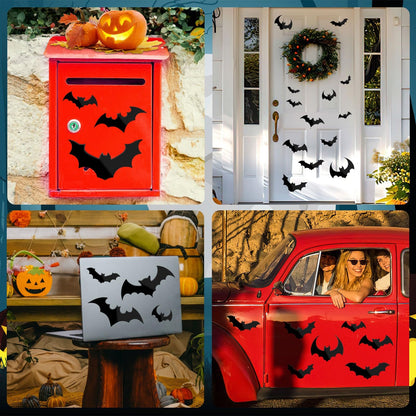 JULMELON 22pcs Halloween Car Magnets, Black Bat Decorations for Halloween Party Supplies Fridge Car Garage Door Cruise Decor