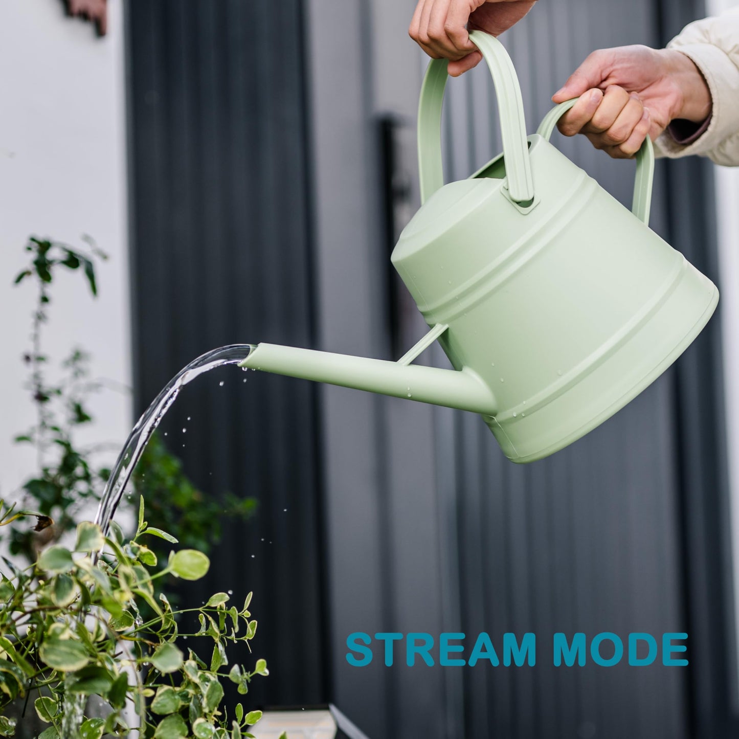1 Gallon Watering Can Outdoor, Plastic Water Can for Plants with Comfort Grip Handle, Detachable Sprinkler Head