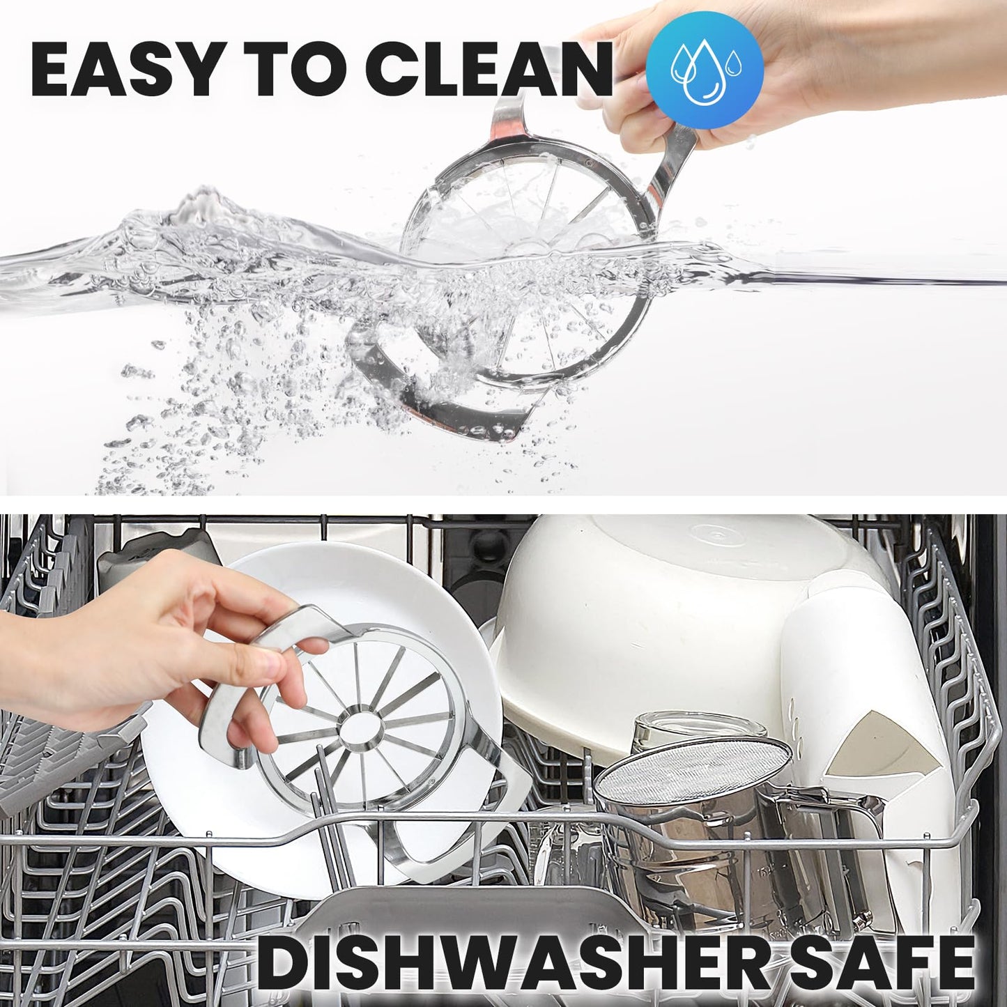 AUBENR 4.72 Inch Extra Large Apple Slicer with 12 Blades - Professional Heavy Duty Apple Cutter -304 Stainless Steel Apple Corer Tool - Sharp Apple Slicer and Corer - Easy to Use - Dishwasher Safe