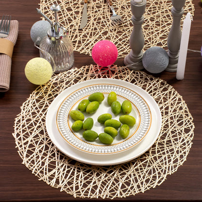 FunWheat Round Gold Placemats Placemat Set of 6 Hollow Out Place mats Heat-Resistant Shining 15 inches Table Mat Decorative Gift (Nest Gold)