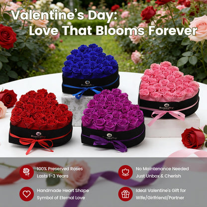Valentines Day Flowers Roses Gifts for Her,16pcs Red Forever Preserved Roses in Heart Shape Gift Box,Valentines Day Delivery Prime Gifts-Roses Gifts for Women,Mom.