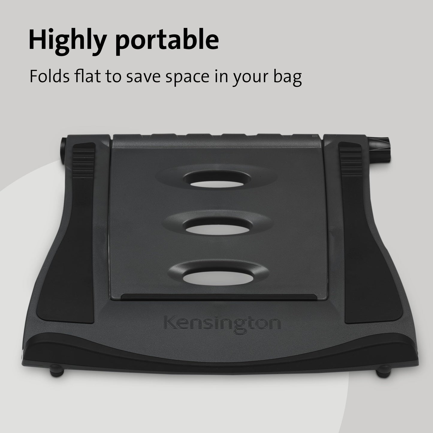 Kensington Easy Riser portable ergonomic laptop stand, for 12 inch - 17 inch devices, height adjustable with SmartFit system, for better cooling and air circulation, Black, 60112