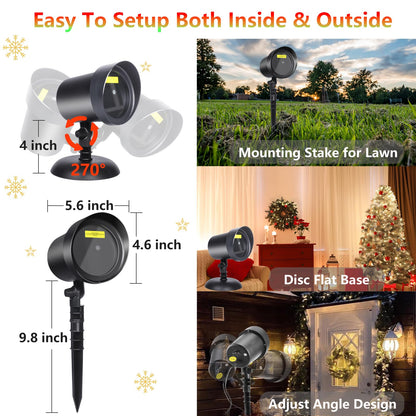 YFAIN Christmas Laser Outdoor, Christmas Projector Light Outdoor Waterproof, Landscape Spotlight Red & Green Xmas Stars Show for Christmas, Holiday Decor for House, Party, Garden