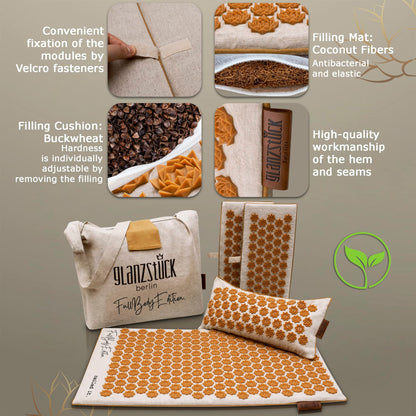 Glanzstück Berlin® Health Collection XXL Acupressure Mat Set for Full Body for Tension Headaches Back Pain Stress