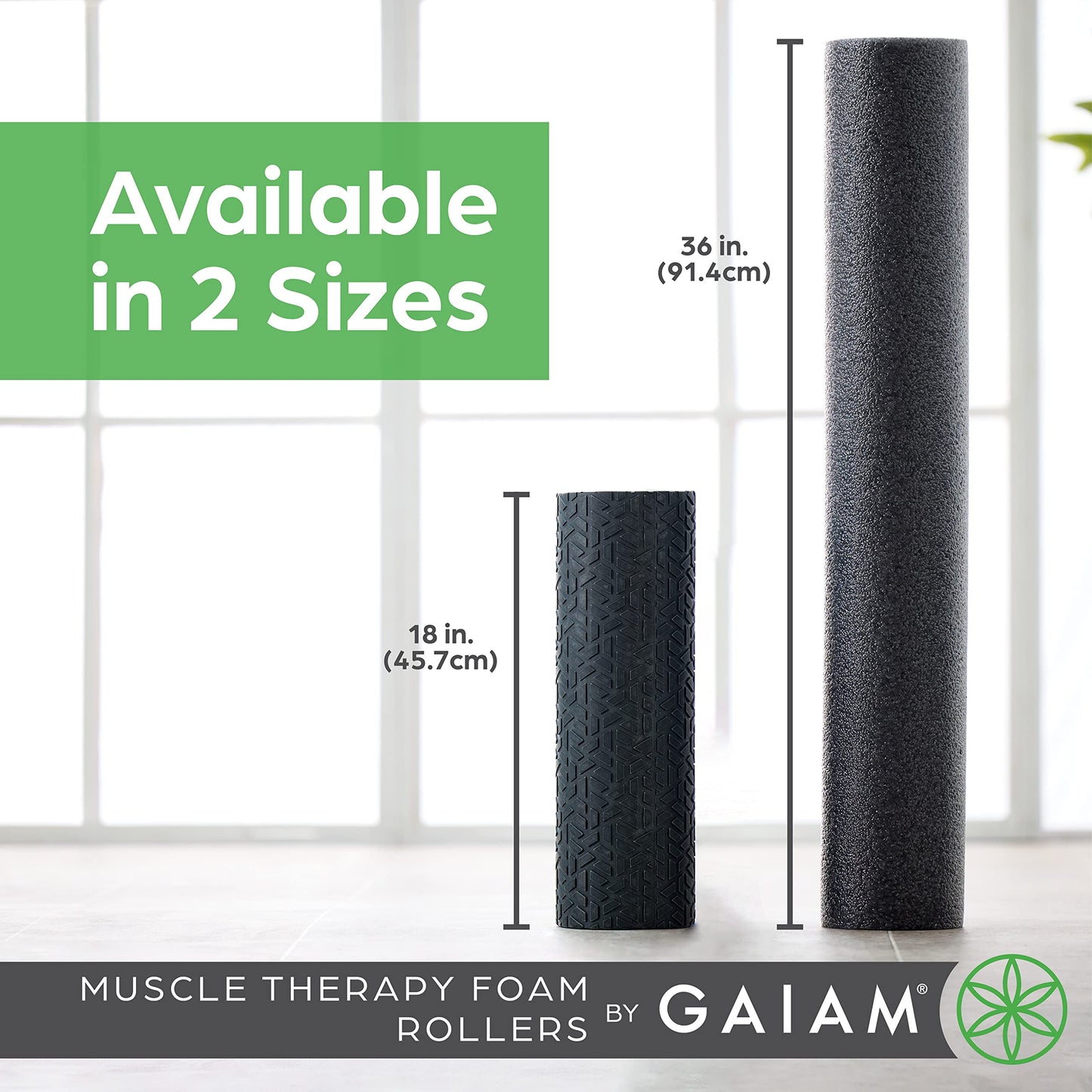 Gaiam Restore Foam Roller for Muscle Massage - Textured Muscle Massager for Stimulation, Total Body Pain Relief for Back, Neck, Foot, Calf, Leg, Arm - Deep Tissue Massager for Sore Muscles (18 Inches)