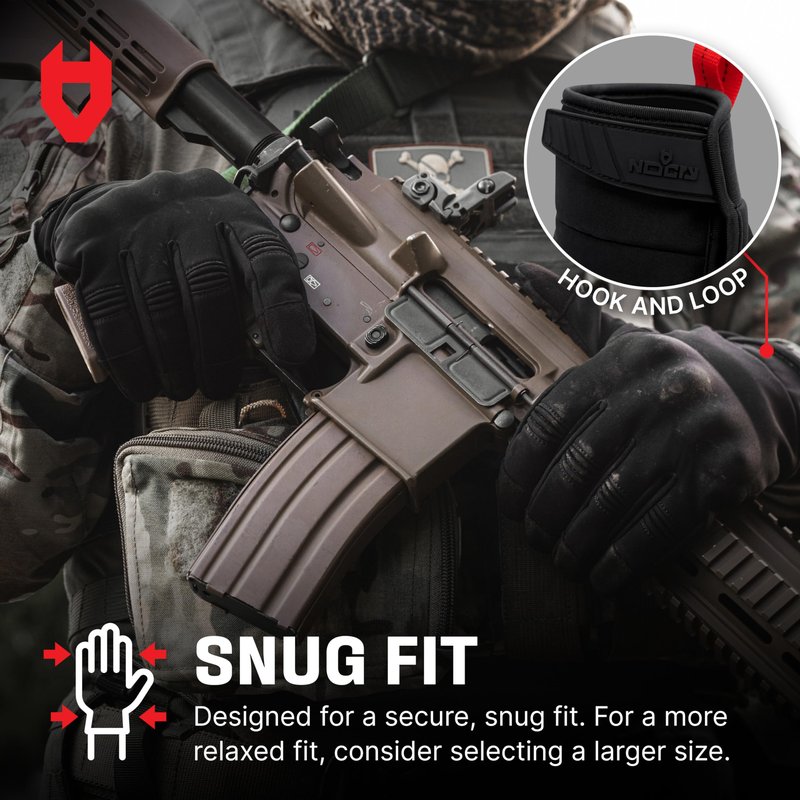 NoCry Water Resistant Tactical Shooting Gloves for Men with Soft Padded Knuckle Guards and Reinforced Palm with Non-Slip Grip — Ideal Heavy Duty Black Airsoft Gloves