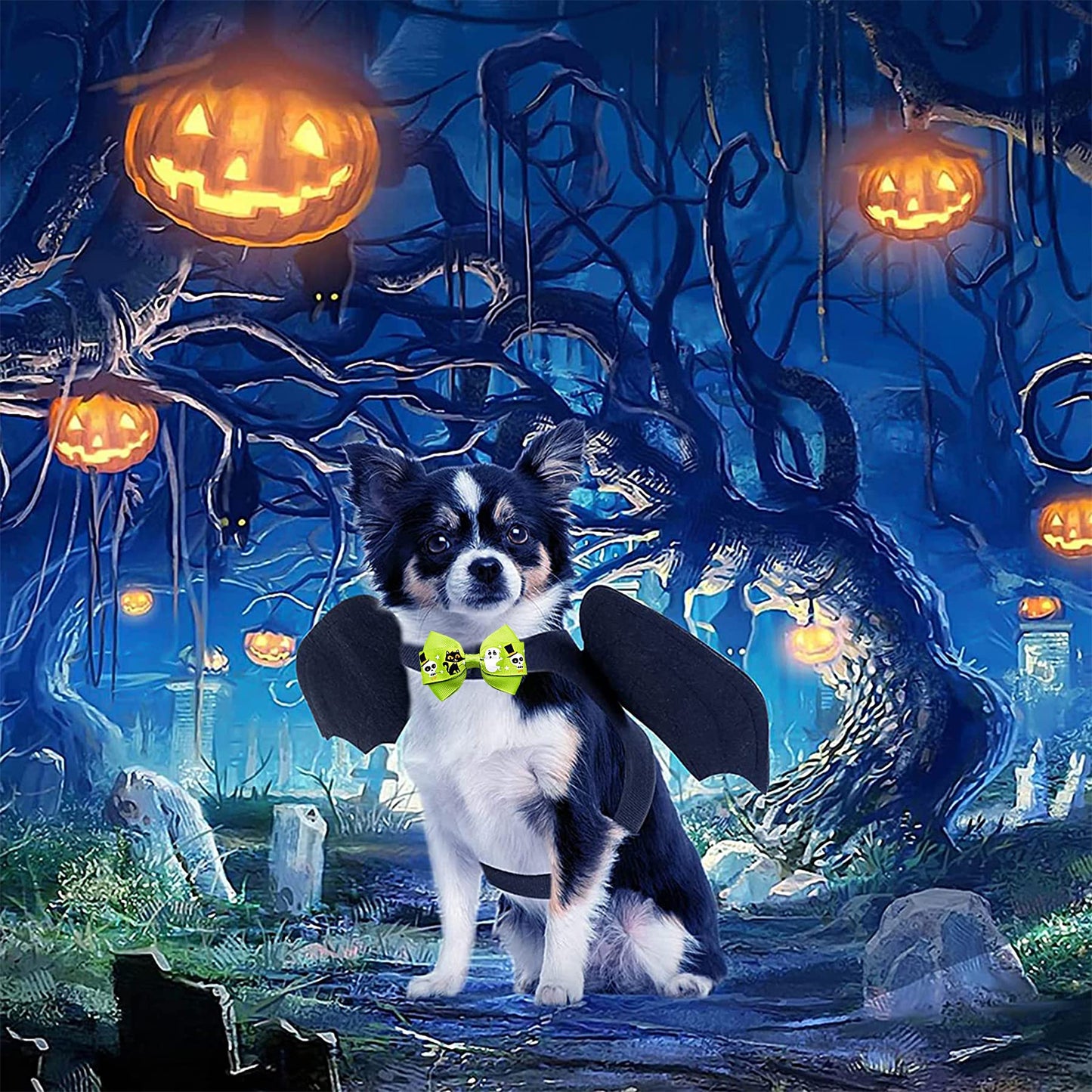 PET SHOW 12pcs/Pack Halloween Dog Collar Charms Flower Bows Bowties Accessories for Cat Puppy Collars Attachment Small Dogs Grooming