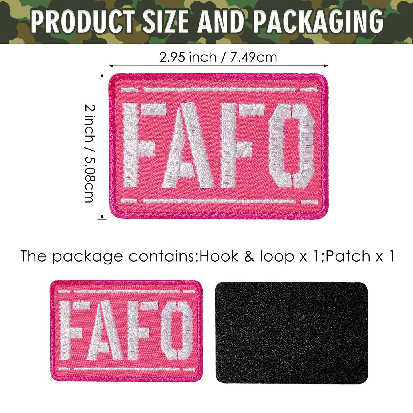 XMJY Pink Hook and Loop Patches - Fuck Around and Find Out Patch, Funny Embroidered Meme Patch, FAFO Patch for Backpacks, Dog Harnesses, Army Vests, Jackets, Jeans, Hats, Helmets