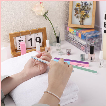 FANDAMEI Nail Files and Buffers, 20PCS Nail File Kit. Rectangular Nail Buffer Block & 100/180 Grit 7 Way Nail File & Polishing Buffer. Nail Prep Kit. Professional Manicure Nail Tools
