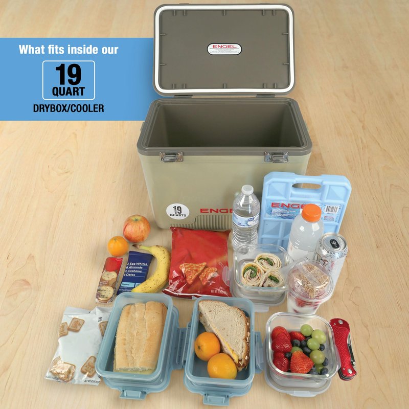 Engel UC19 19qt Leak-Proof, Air Tight, Drybox Cooler and Small Hard Shell Lunchbox for Men and Women in White