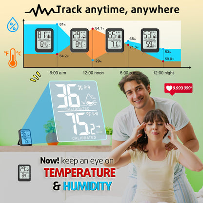AyayaBoss 3 Pack Room Thermometer Indoor Hygrometer for Home, Digital Sensor Mini Humidity Gauge Meter, Temperature Humidity Monitor for Bedroom, Pet, Plant - Battery Included