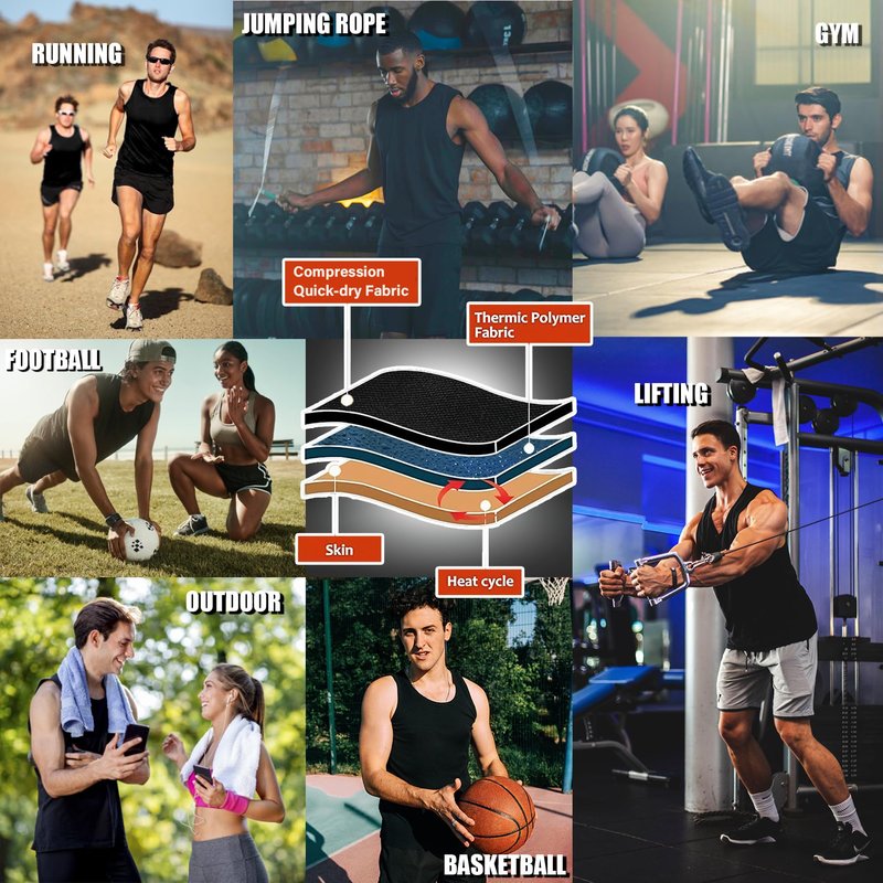 Everfion Sauna Vest for Men Waist Trainer Sleeveless Mens Sauna Shirt Sweat Suit Workout Compression Tank Top