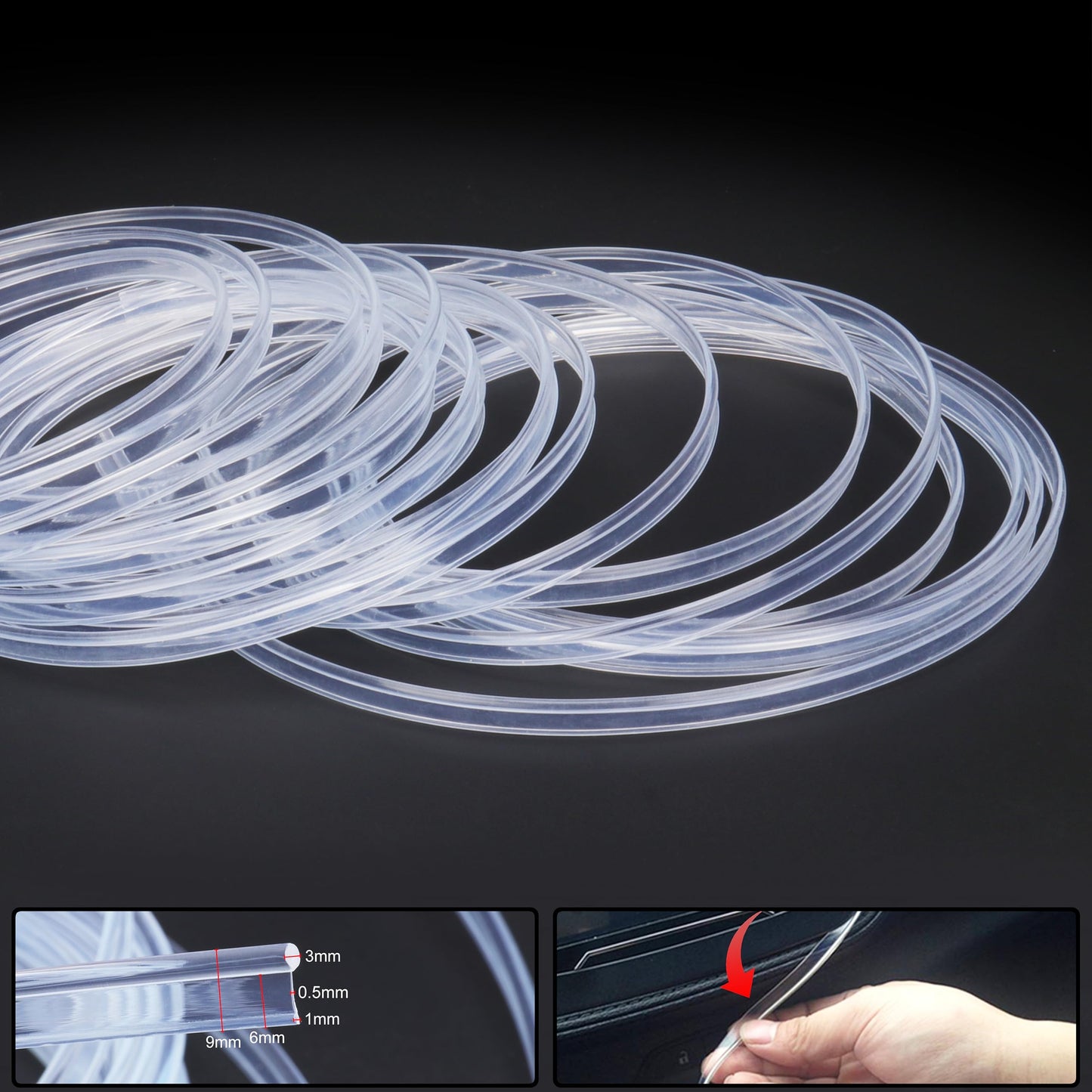 TABEN 2 m/6.56ft Optic Fiber Light Car Side Glow 12V 1W Waterproof LED Illumination Optic Fiber Pipe Car Interior Atmosphere Neon Strip Lights