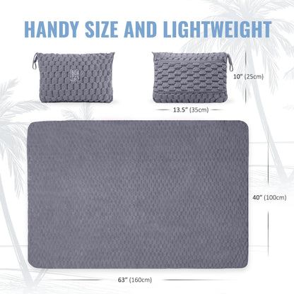 BOACAY Packable Travel Blanket for Airplane, Car - Compact Office Blanket - Portable Pillow for Adults, Kids with Case, Luggage Sleeve, Backpack Clip