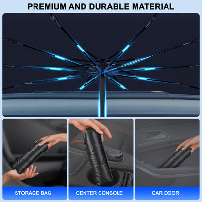 EcoNour Car Umbrella Windshield Sun Shade | Universal Fit Foldable Car & Truck Sun Shade | Double Layer Windshield Cover for SUV, Sedan & Truck | Sun Shade Cover for Front Baby Window Shades - 57"x30"