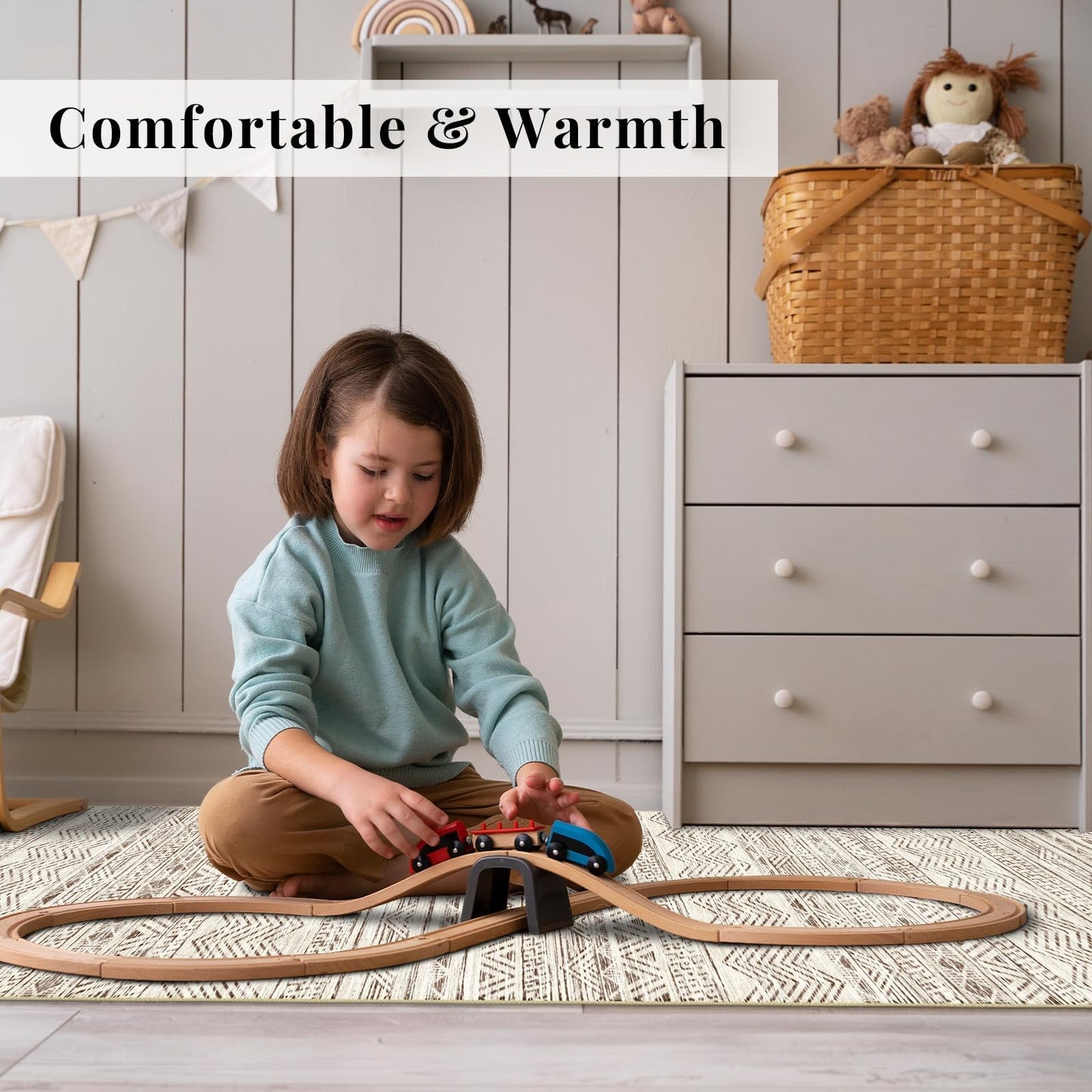 Ksrau 2x5 Hallway Runner Rug - Moroccan Non Slip Long Rug for Entryway Soft Low-Pile Washable Neutral Rugs for Kitchen Small Waterproof Indoor Floor Carpet for Bedroom Bathroom Laundry 2x5 Beige