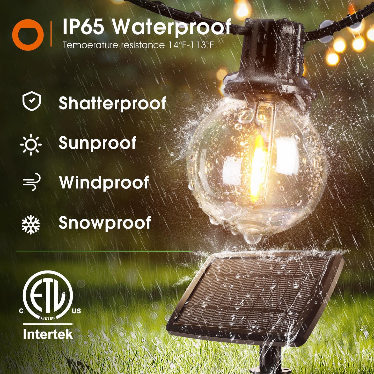 addlon 100FT Solar String Lights Outdoor with Remote, 54 LED Shatterproof Bulbs, Dimmable & Timable, 3 Light Modes, G40 Waterproof Solar String Lights for Outside Backyard Party Decor