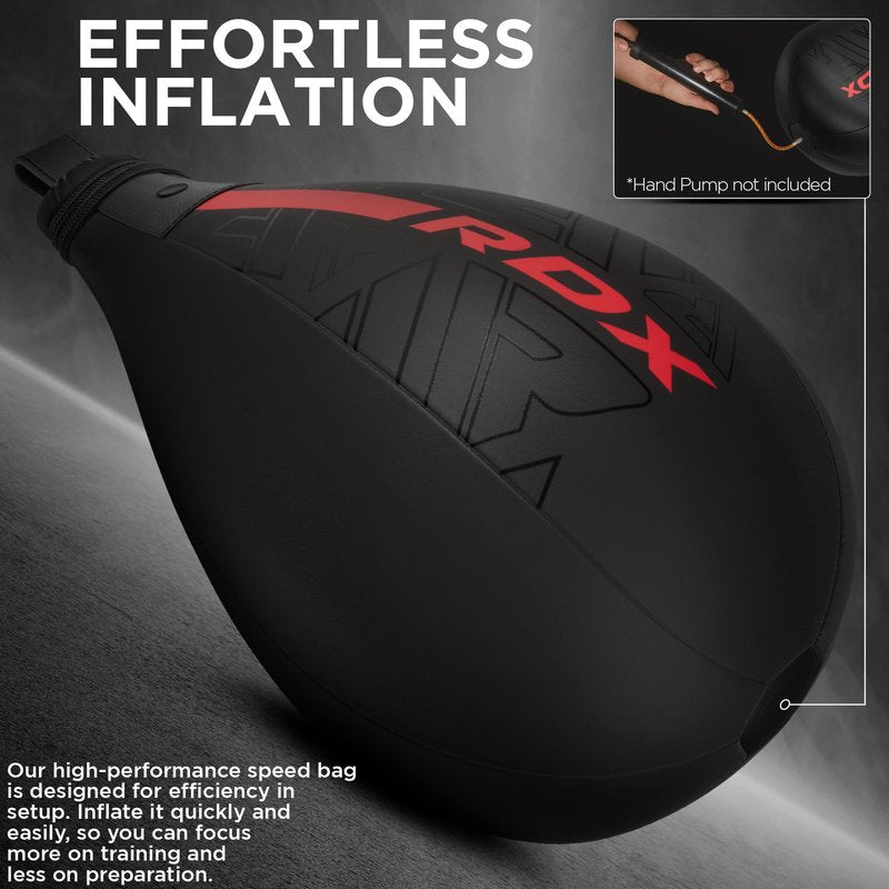 RDX Speed Bag Boxing Ball, Maya Hide Leather Dodge Striking Target with Additional Bladder, MMA Muay Thai Punching Workout Kicking Martial Arts Training Home Gym Exercise Speedball