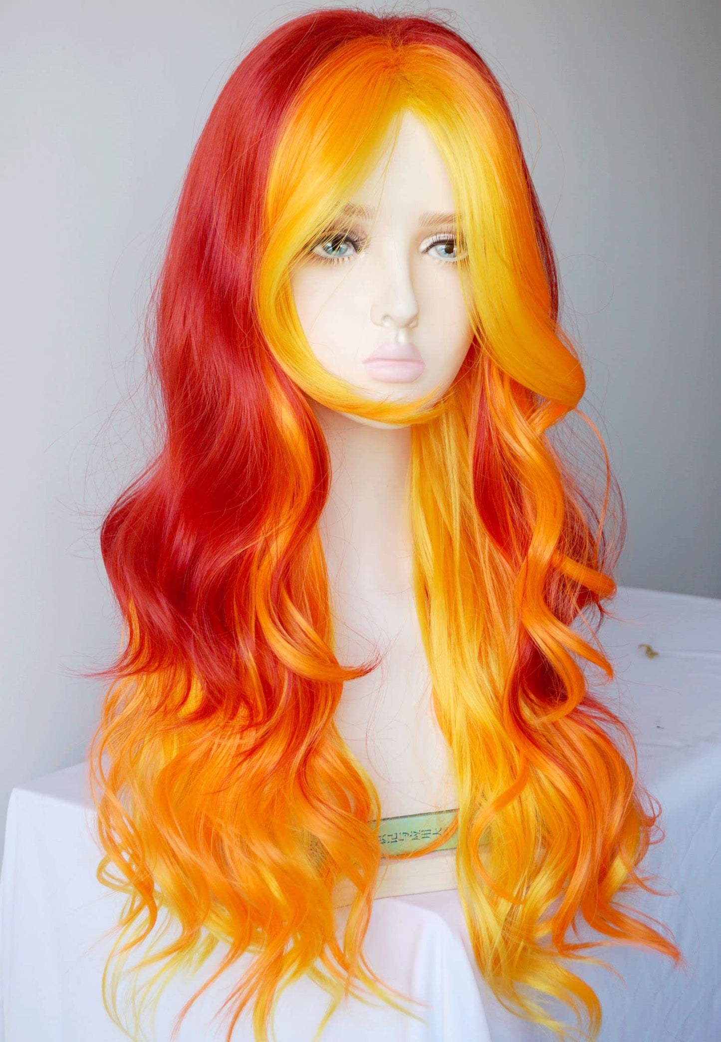 Orange yellow wigs for women costume Wig and flow curl orange ombrewigs synthetic wigs Halloween costume wig for women