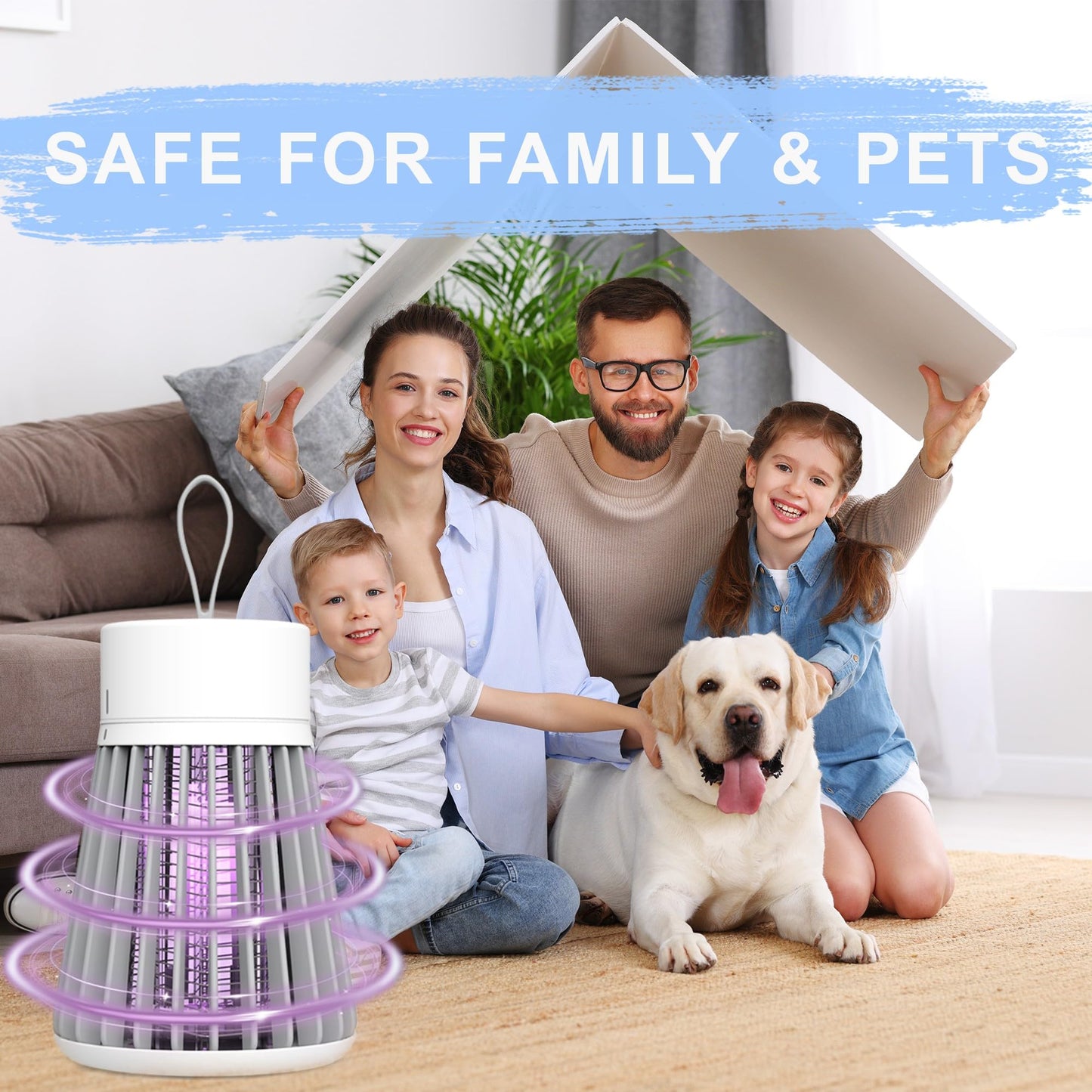 Bug Zapper Indoor Outdoor – Rechargeable Mosquito Zapper and Fly Zapper with UV Light, Portable Insect Killer Trap with Safety Grid, USB Powered for Camping, Home, Garden, Picnic