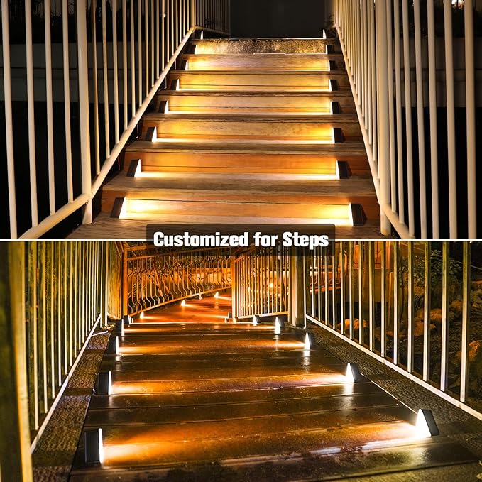 VOLISUN Solar Step Lights for Outside, Solar Stair Lights Outdoor Waterproof IP67, LED Outdoor Step Light, 80 Lumen, Deck Light for Outside Step, Front Porch and Patio(Black,24 Pack)