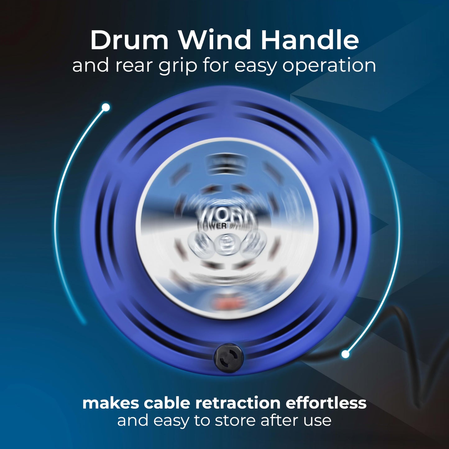 Masterplug Four Socket Retractable Medium Cassette Reel, Extension Lead Cable Reel, Wind-Up Power Cord Reel, Thermal Cut Out, 10 Metre Cable, Work Power, Blue/Black, 10A, 4G, 10m, MCT1010/4BL