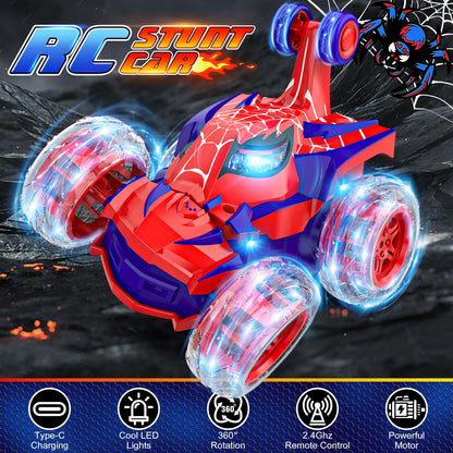 Mafbeanl Remote Control Car Stunt RC Cars 360° Rotating with 2.4GHz Rechargeable Wheel Lights Toys Car Gift for Boys 3 4 5 6 7 8 9 10 11 12 (Red)